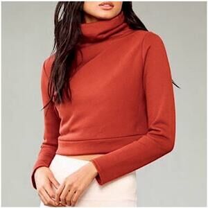 Alo Rust Soleil Cropped Turtleneck Sweatshirt Sz Xs